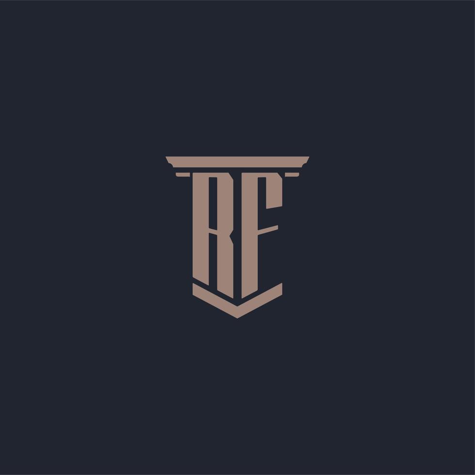 RF initial monogram logo with pillar style design vector