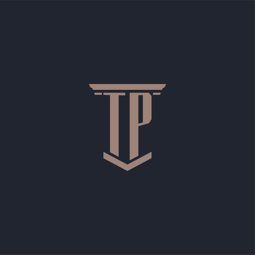 TP initial monogram logo with pillar style design vector