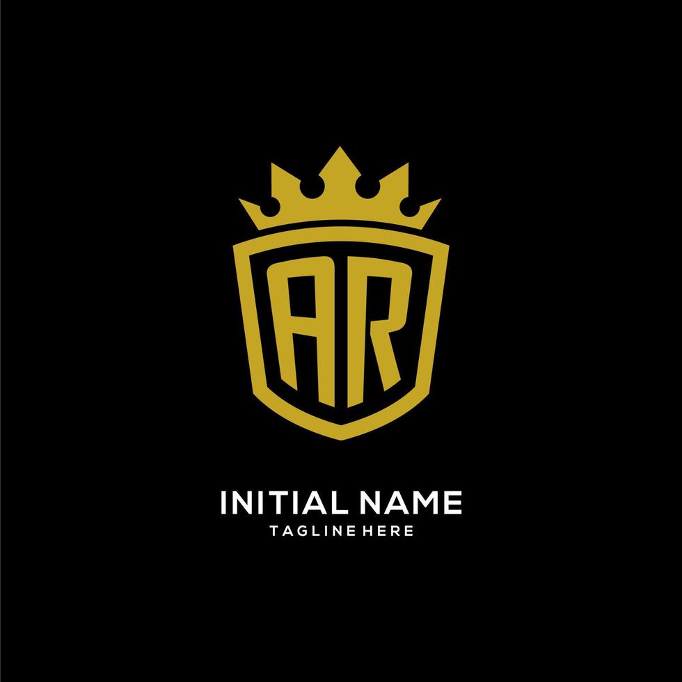 Initial AR logo shield crown style, luxury elegant monogram logo design vector