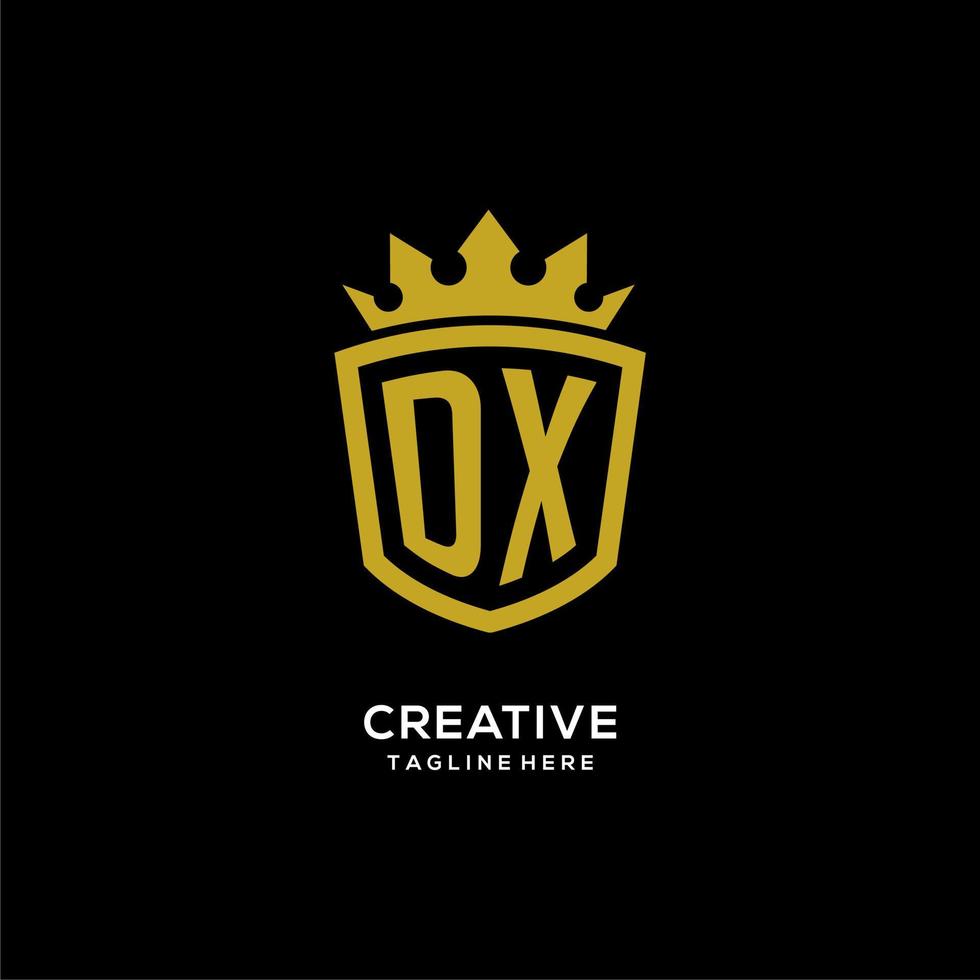 Initial DX logo shield crown style, luxury elegant monogram logo design vector