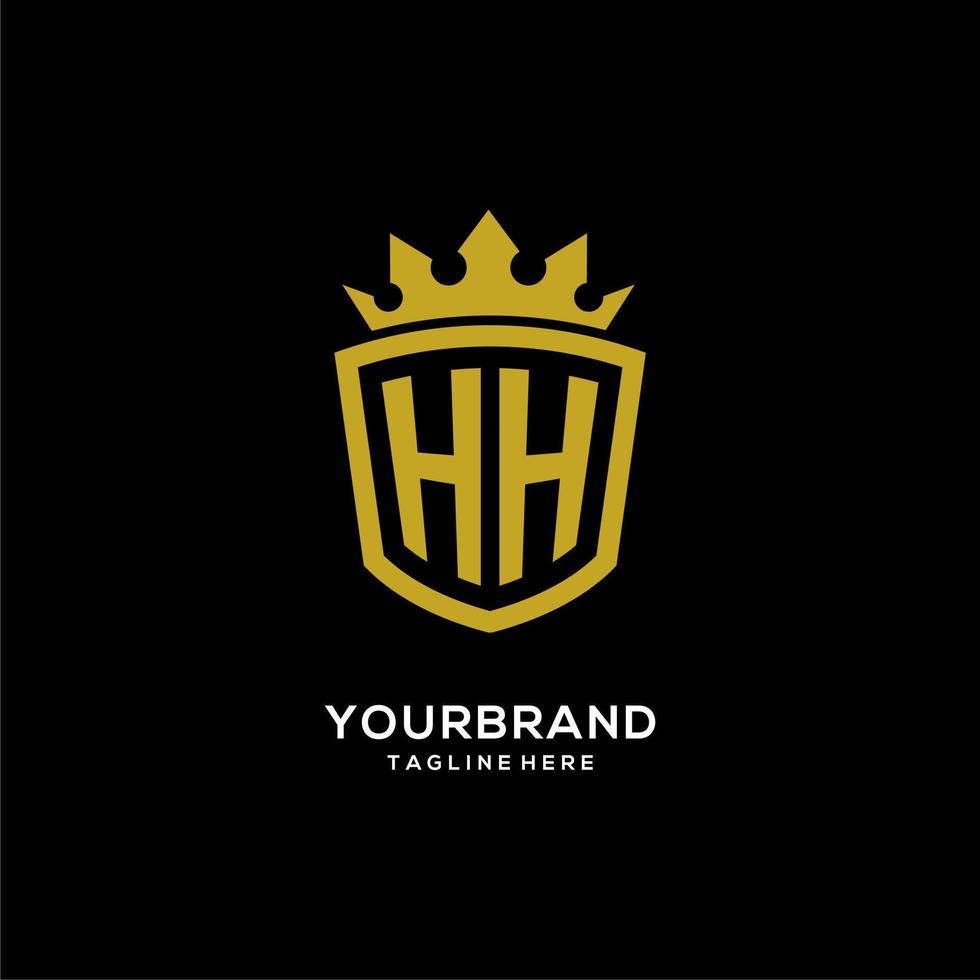 escudo de logotipo hh inicial estilo corona, diseño de logotipo de monograma elegante de lujo vector