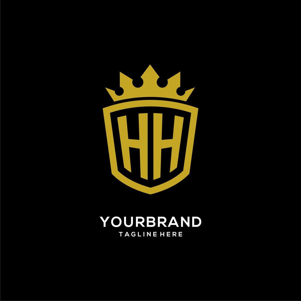 Initial HH logo shield crown style, luxury elegant monogram logo design vector