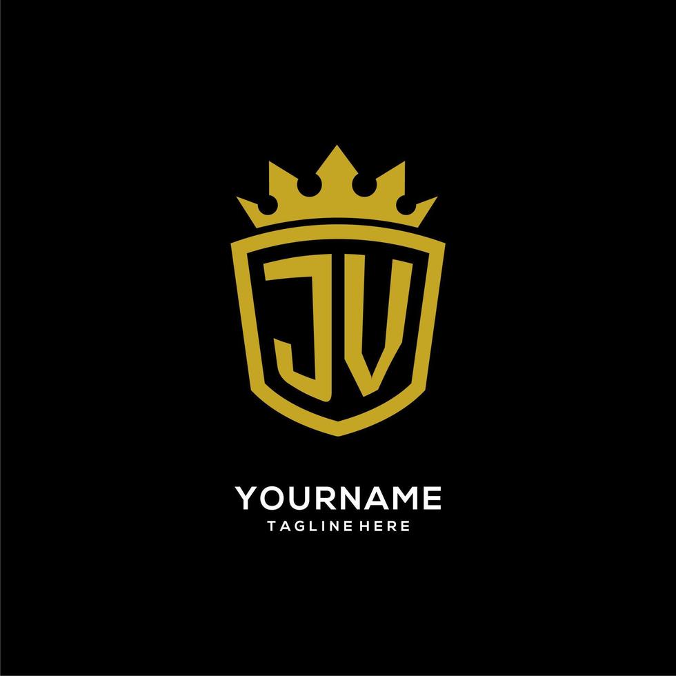 Initial JV logo shield crown style, luxury elegant monogram logo design vector