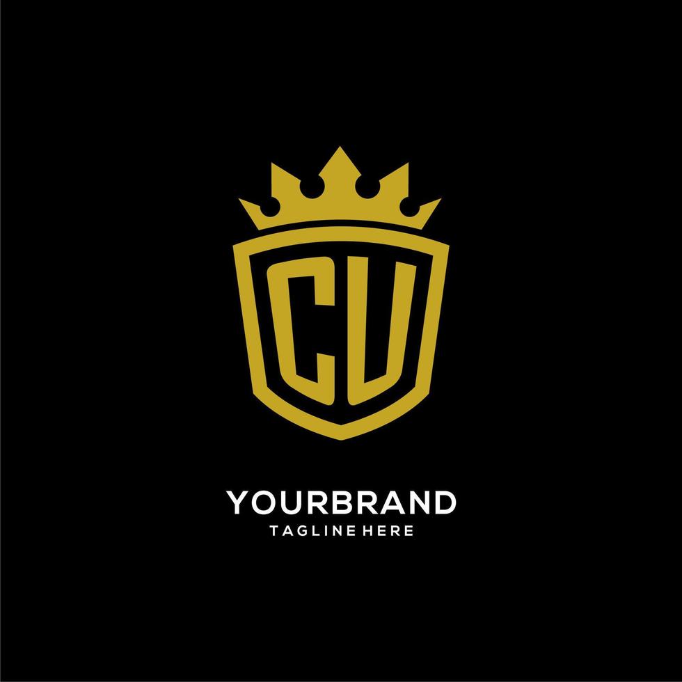 logotipo de cu inicial escudo estilo corona, diseño de logotipo de monograma elegante de lujo vector