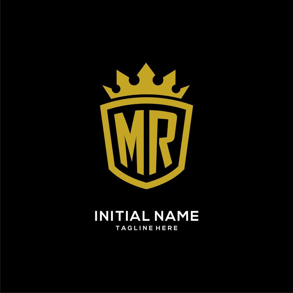 Initial MR logo shield crown style, luxury elegant monogram logo design vector