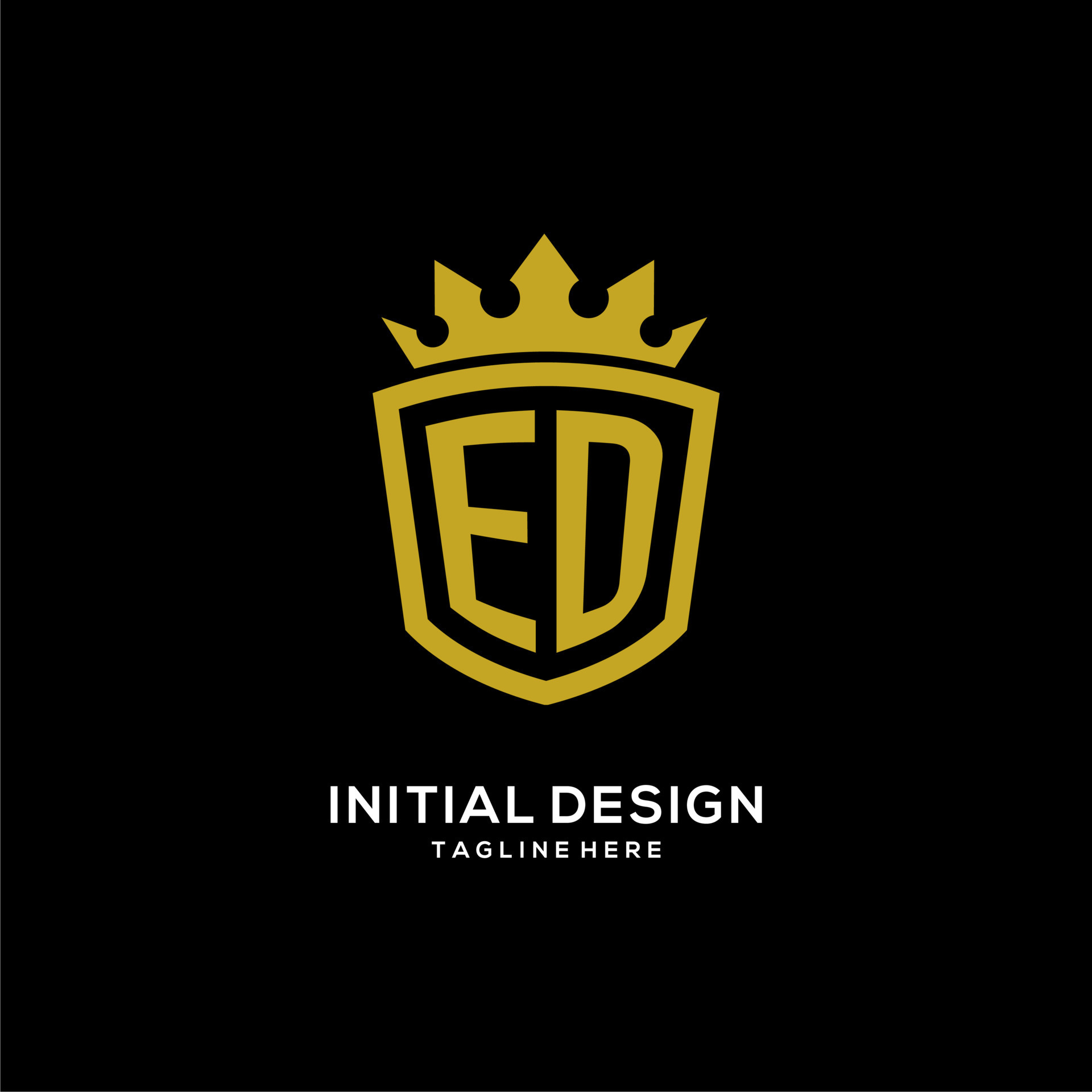 Initial ED logo shield crown style, luxury elegant monogram logo design