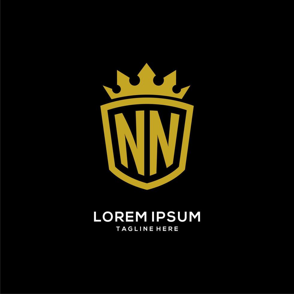 Initial NN logo shield crown style, luxury elegant monogram logo design vector