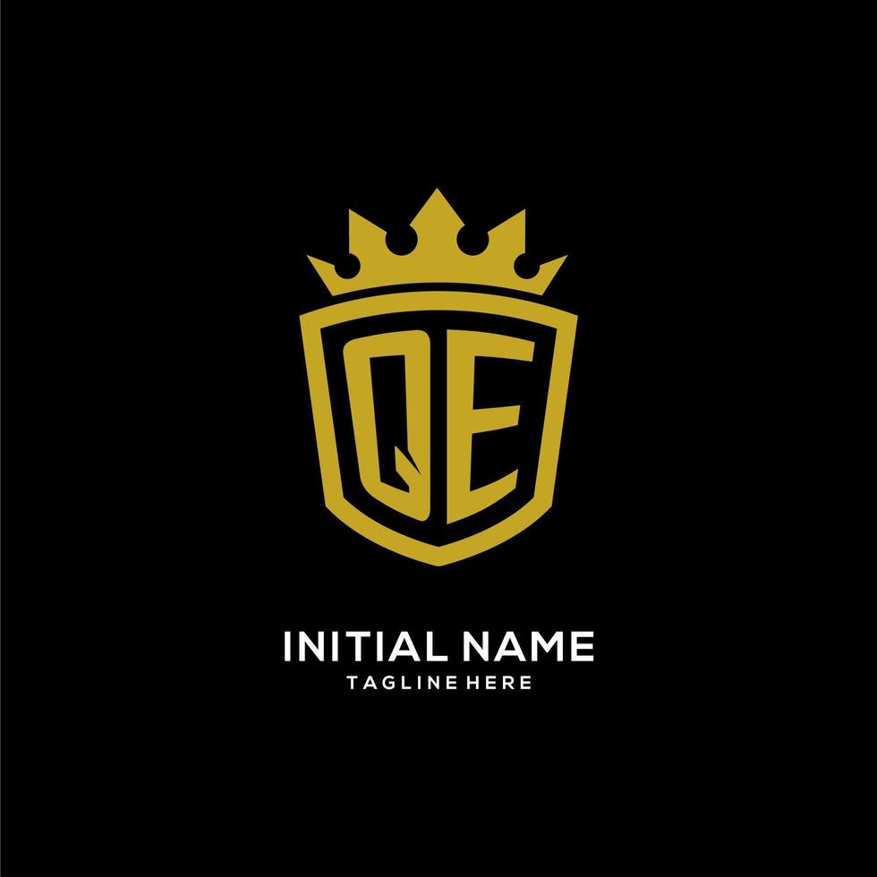 Initial QE logo shield crown style, luxury elegant monogram logo design vector