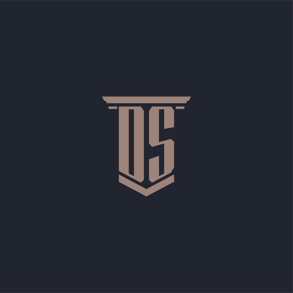 DS initial monogram logo with pillar style design vector