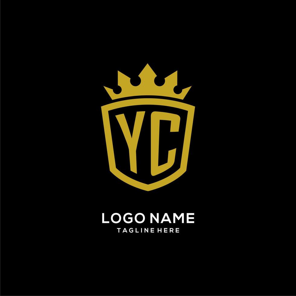 Initial YC logo shield crown style, luxury elegant monogram logo design vector