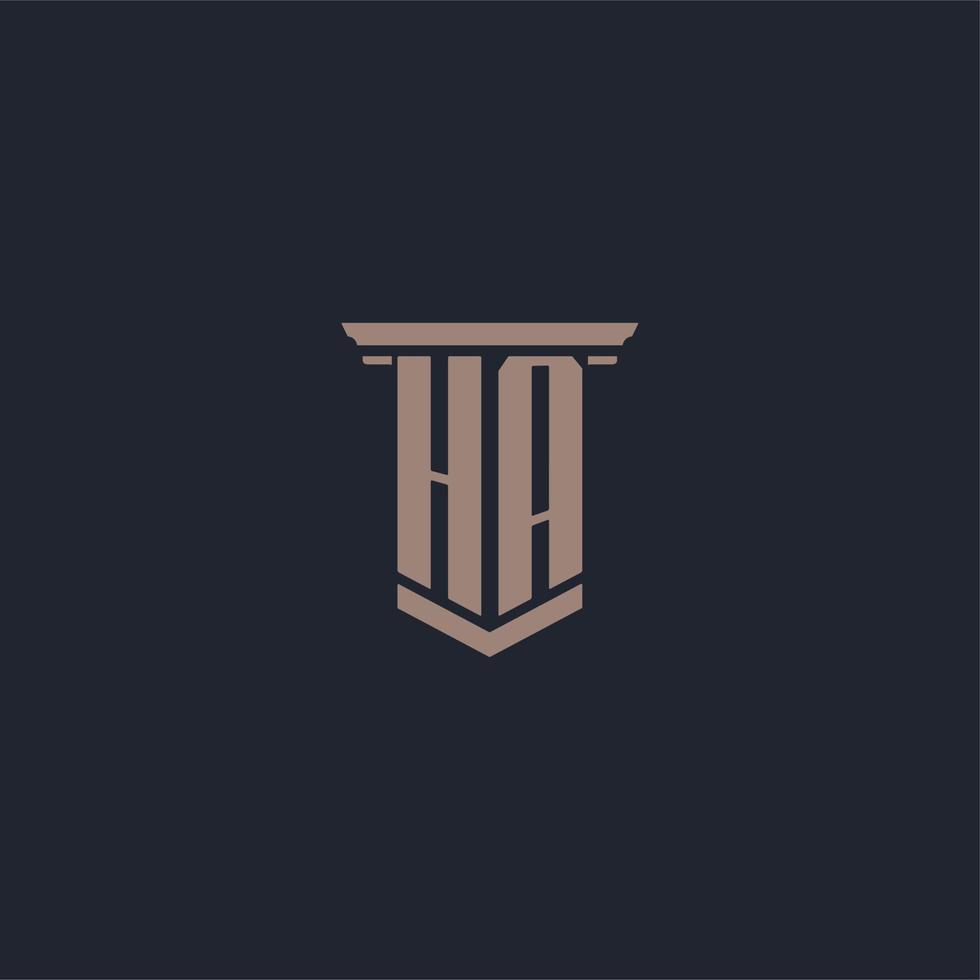 HA initial monogram logo with pillar style design vector