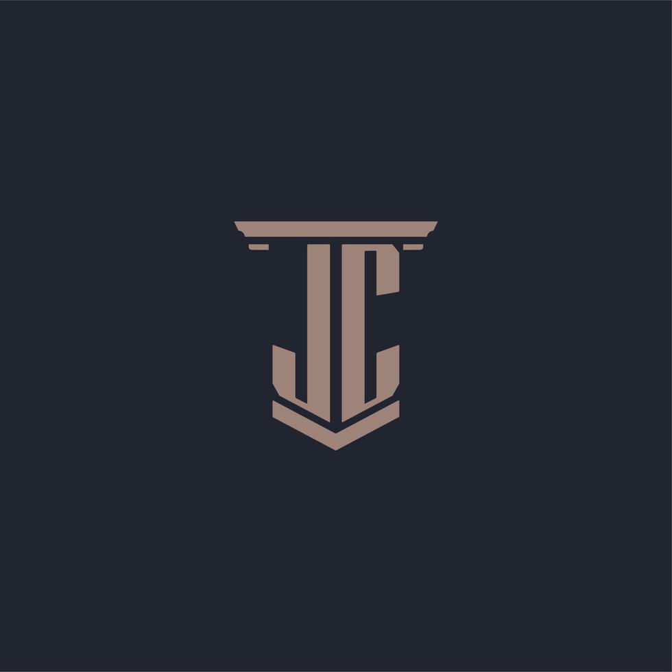 JC initial monogram logo with pillar style design vector