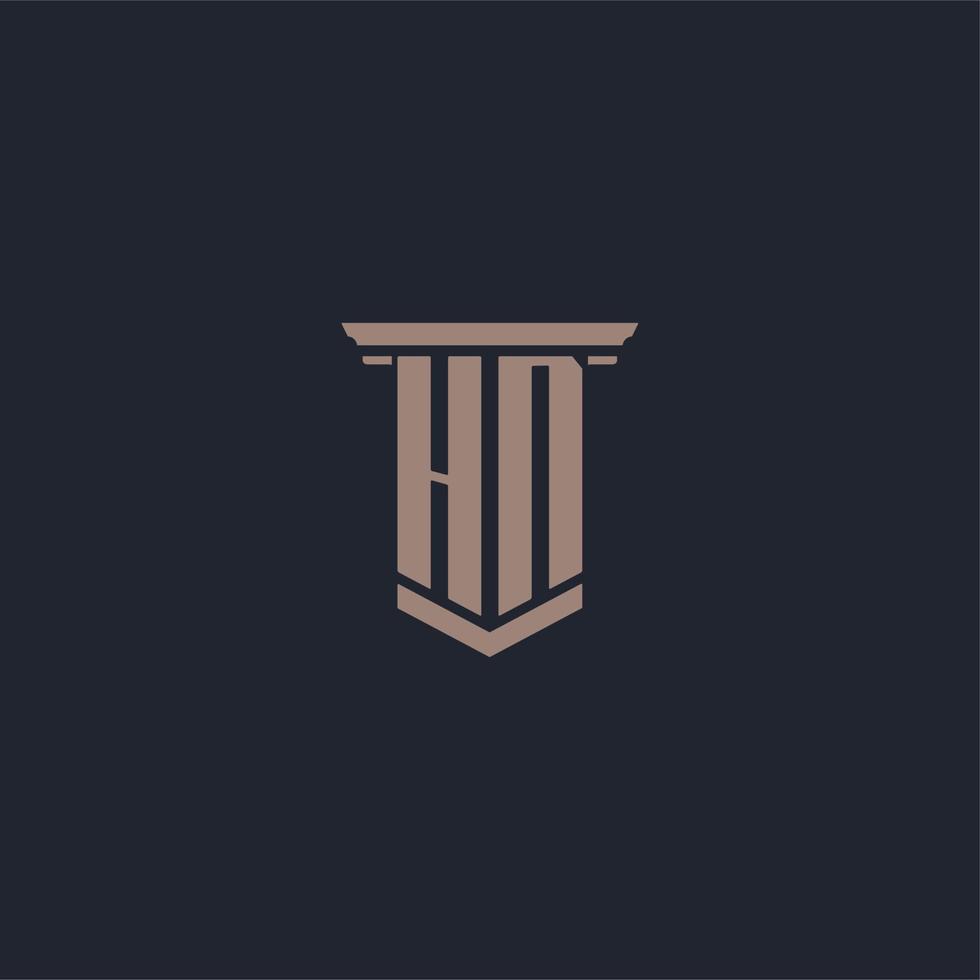 HN initial monogram logo with pillar style design vector