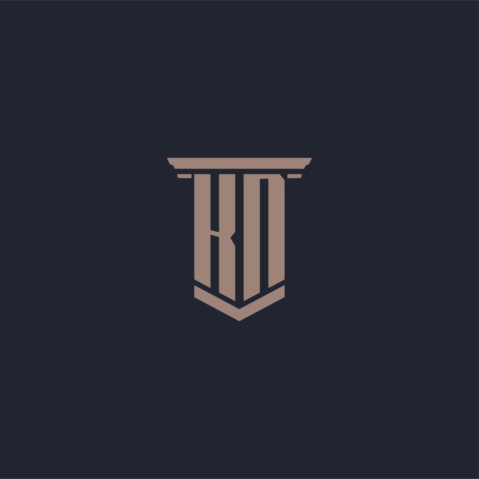 KN initial monogram logo with pillar style design vector