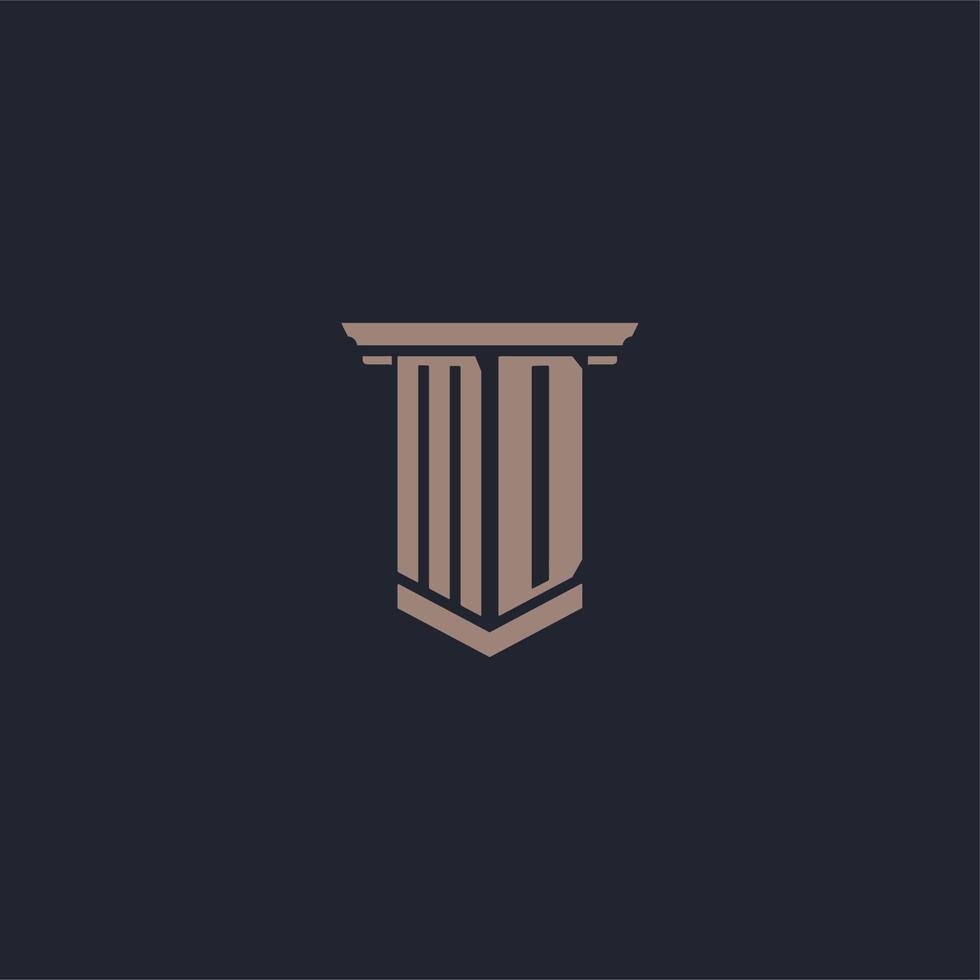 MD initial monogram logo with pillar style design vector