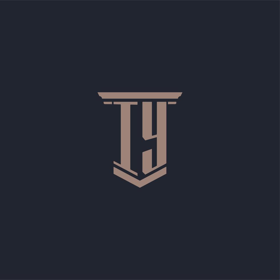 logotipo de monograma inicial iy con diseño de estilo pilar vector