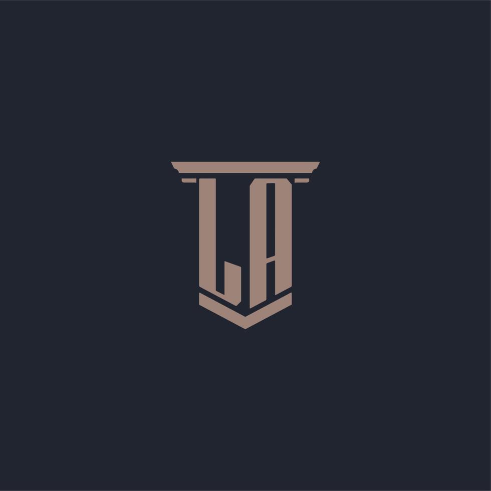 LA initial monogram logo with pillar style design vector