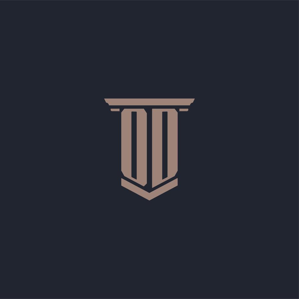 OD initial monogram logo with pillar style design vector