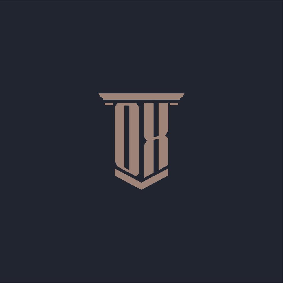 OX initial monogram logo with pillar style design vector