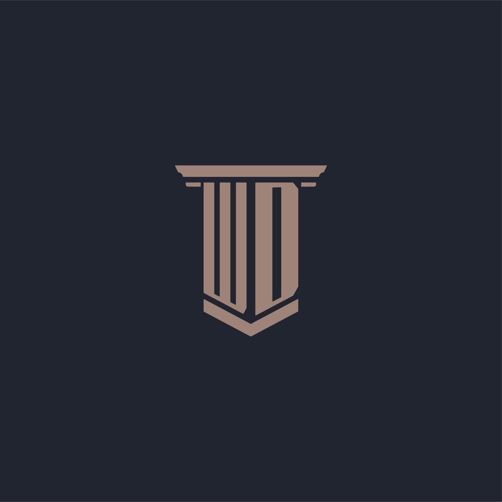WD initial monogram logo with pillar style design vector