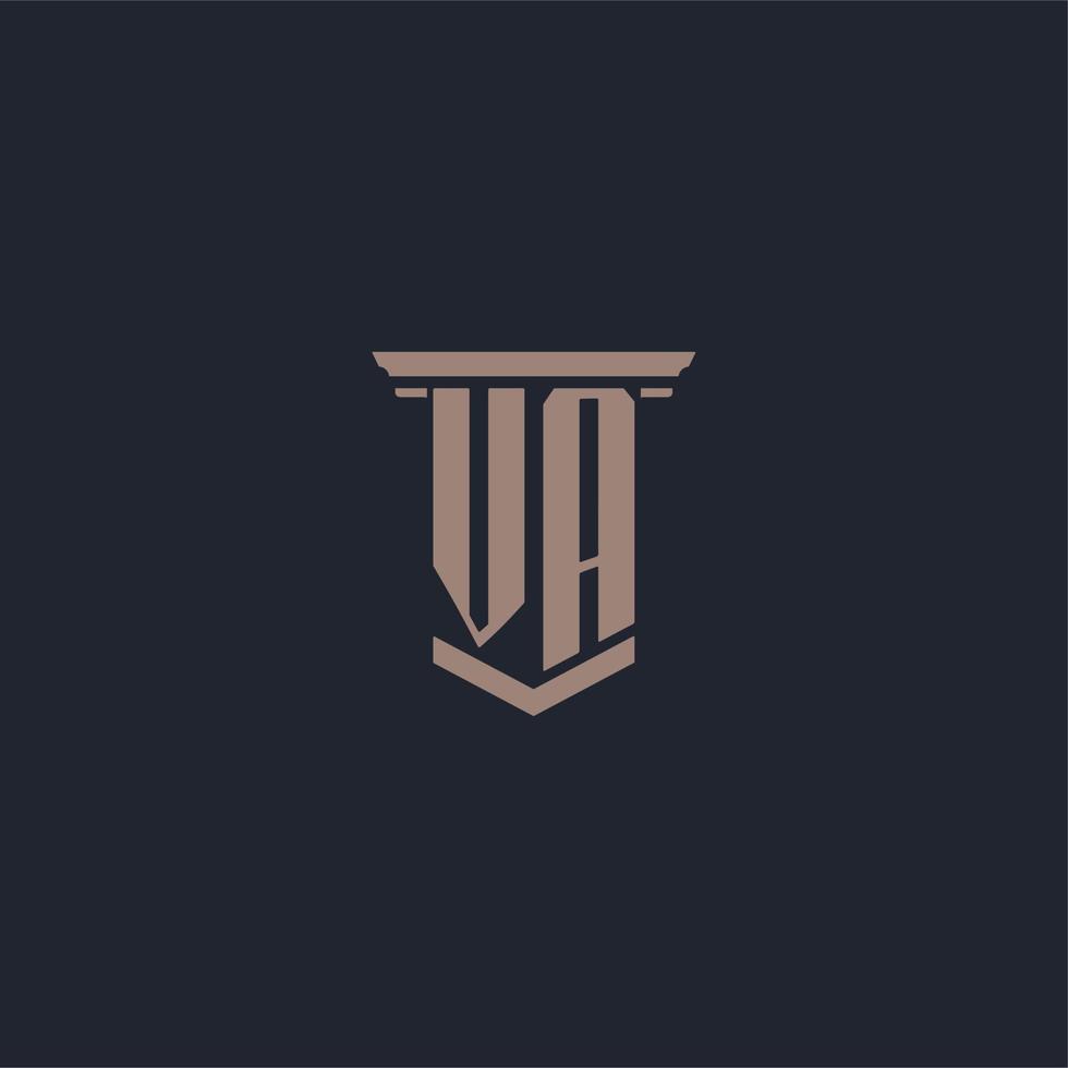 VA initial monogram logo with pillar style design vector