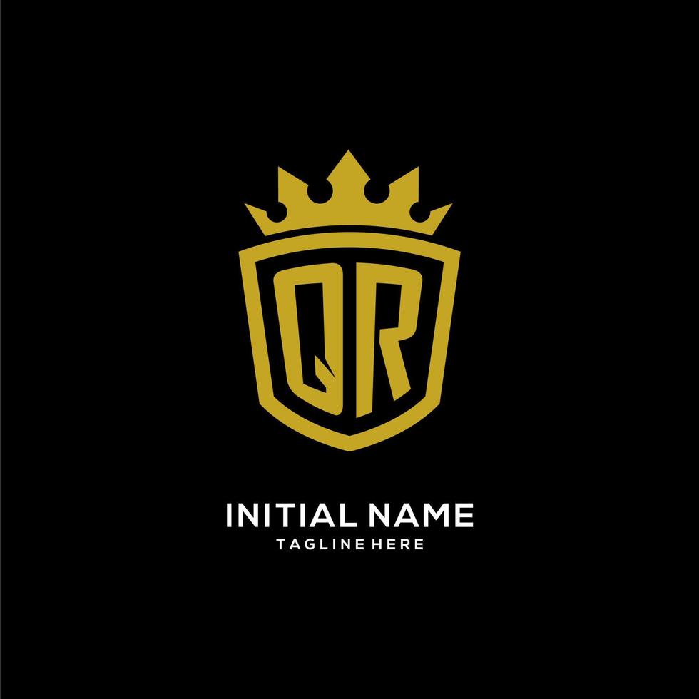 Initial QR logo shield crown style, luxury elegant monogram logo design vector