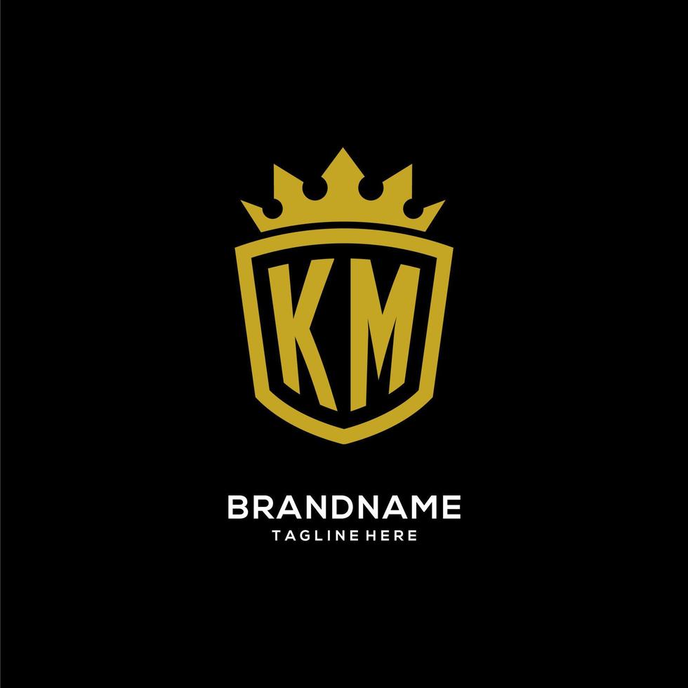 Initial KM logo shield crown style, luxury elegant monogram logo design vector