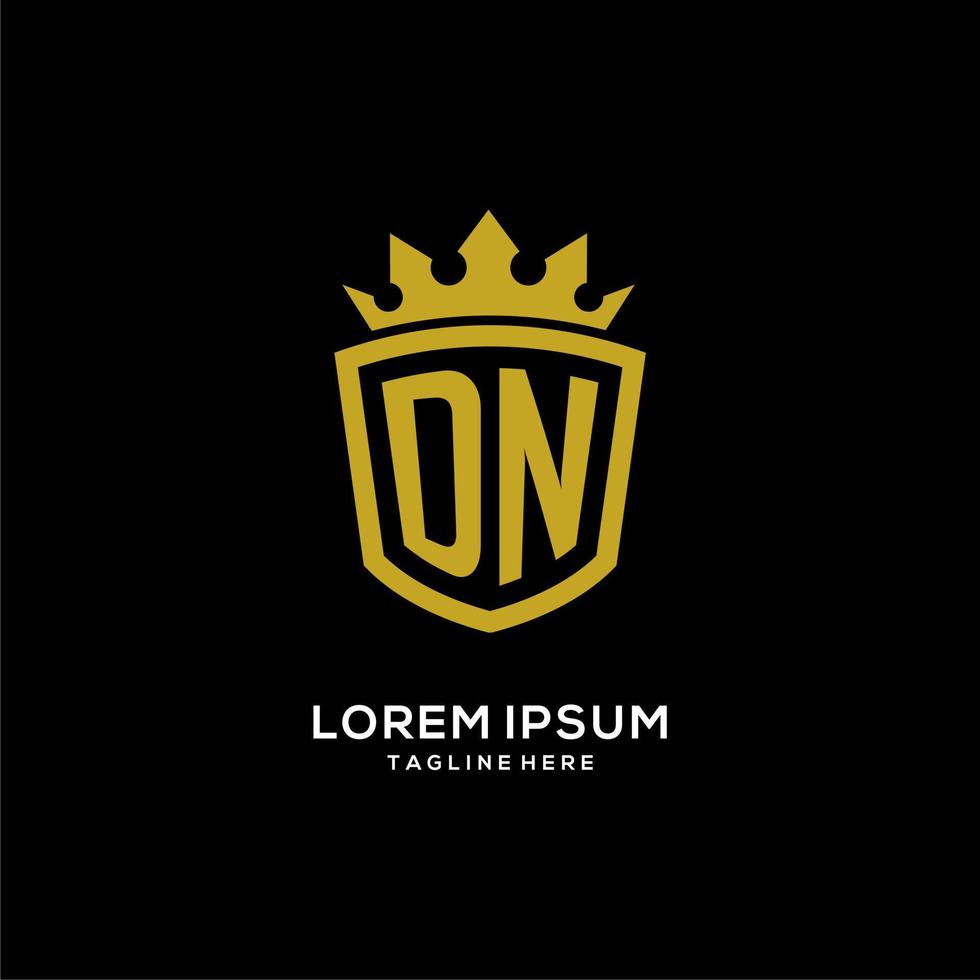 Initial DN logo shield crown style, luxury elegant monogram logo design vector