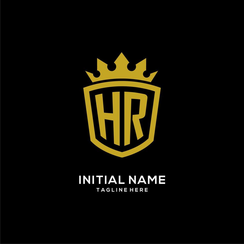 Initial HR logo shield crown style, luxury elegant monogram logo design vector