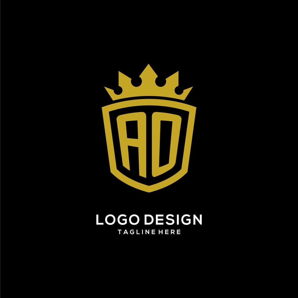 estilo de corona de escudo de logotipo inicial ao, diseño de logotipo de monograma elegante de lujo vector