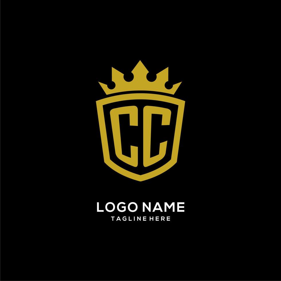 Initial CC logo shield crown style, luxury elegant monogram logo design vector