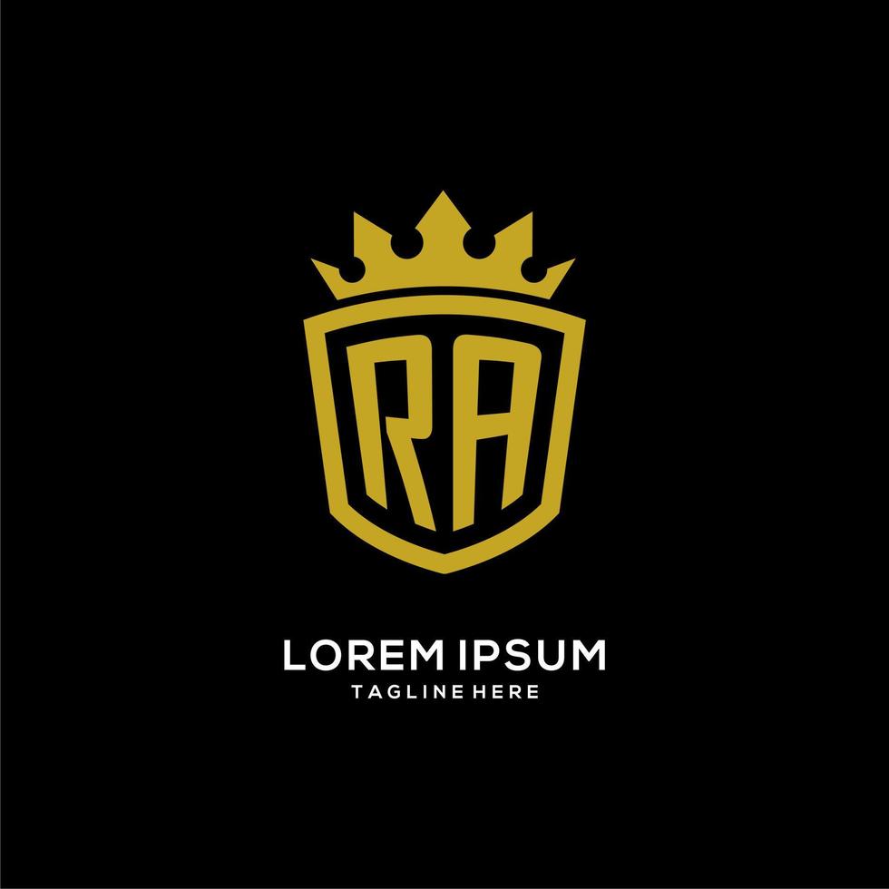 Initial RA logo shield crown style, luxury elegant monogram logo design vector