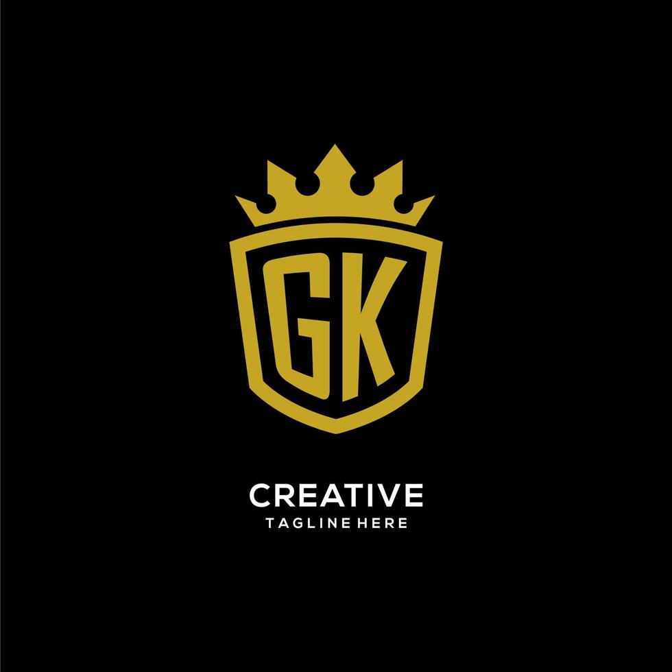 Initial GK logo shield crown style, luxury elegant monogram logo design vector