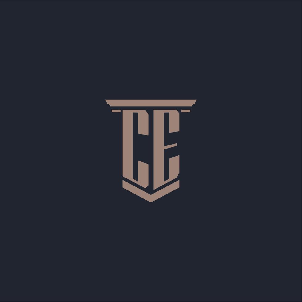CE initial monogram logo with pillar style design vector