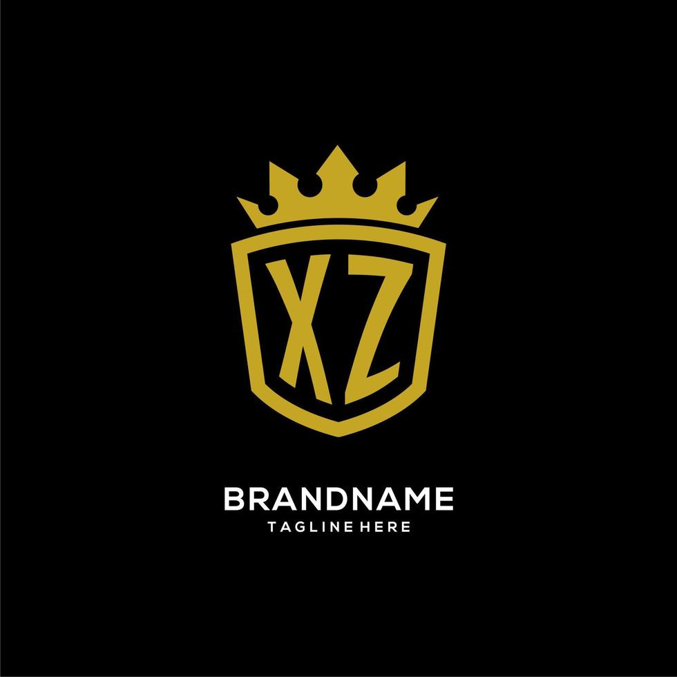 Initial XZ logo shield crown style, luxury elegant monogram logo design vector