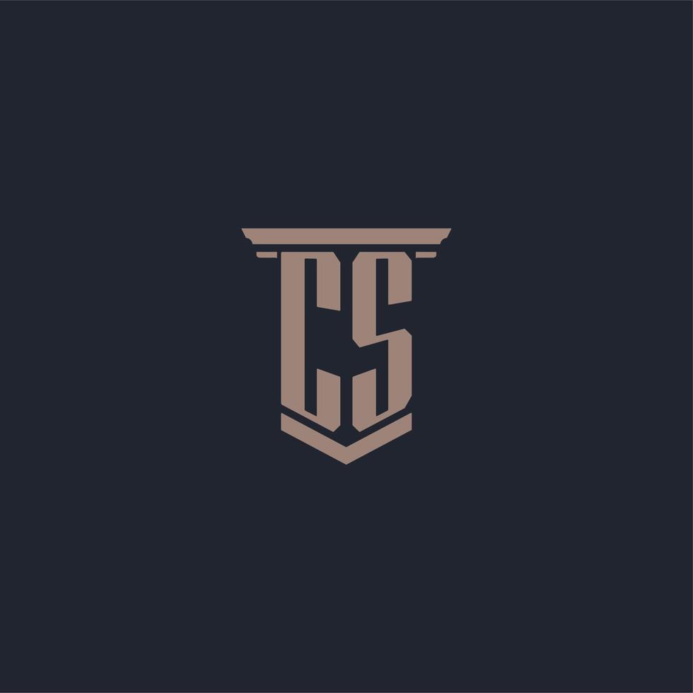 CS initial monogram logo with pillar style design vector