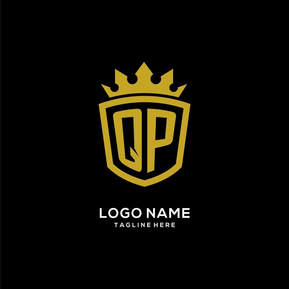 Initial QP logo shield crown style, luxury elegant monogram logo design vector