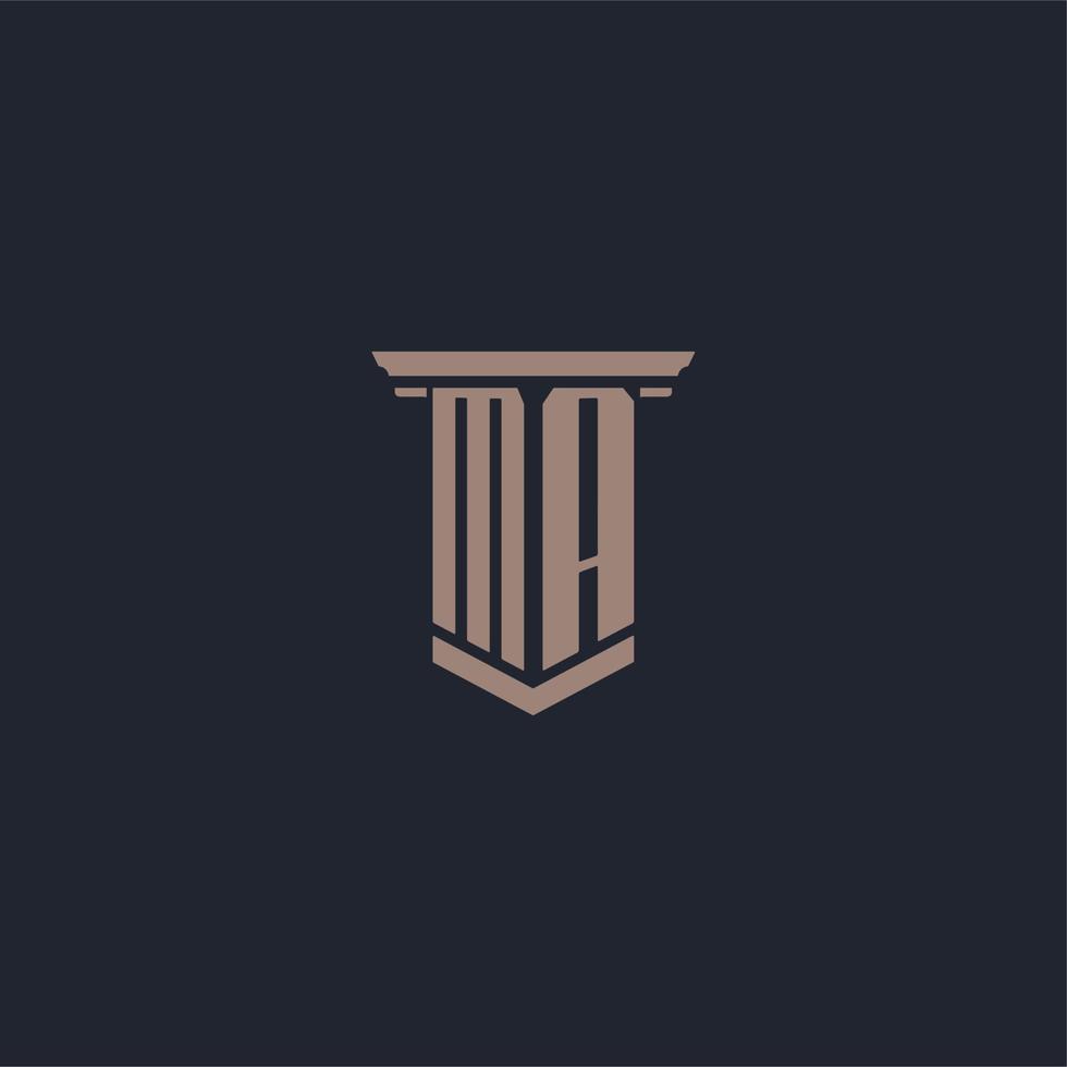 MA initial monogram logo with pillar style design vector