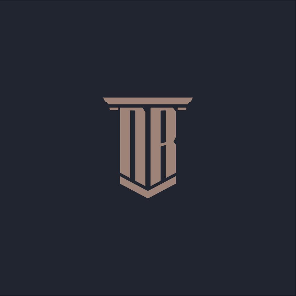 NR initial monogram logo with pillar style design vector