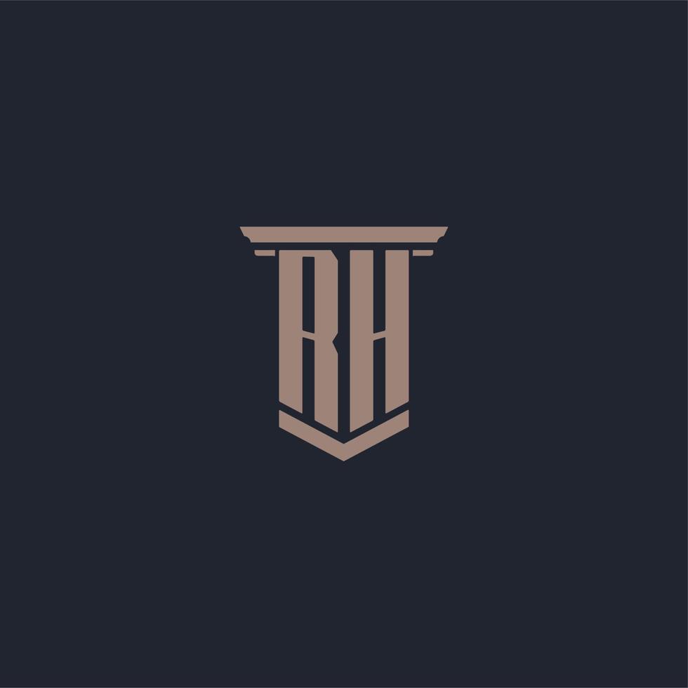 RH initial monogram logo with pillar style design vector