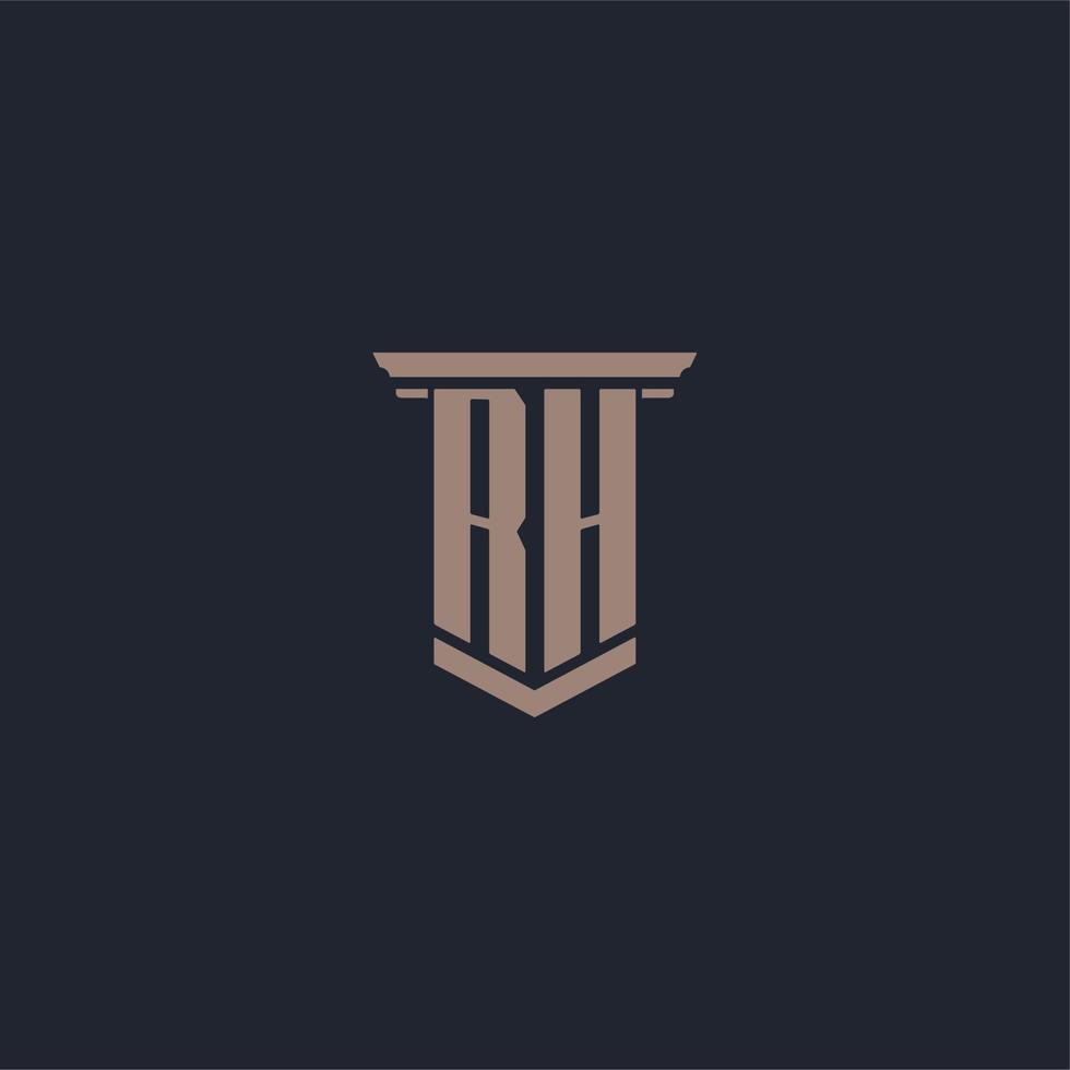 logotipo de monograma inicial rh con diseño de estilo pilar vector