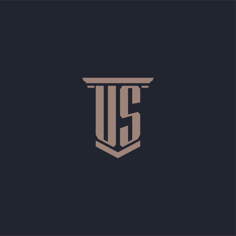 US initial monogram logo with pillar style design vector