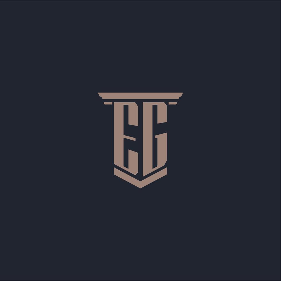 EG initial monogram logo with pillar style design vector