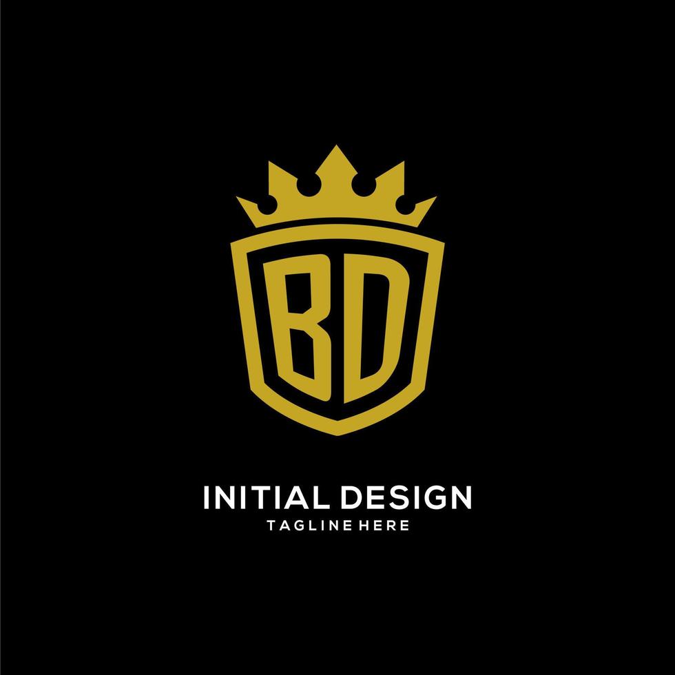 escudo de logotipo bd inicial estilo corona, diseño de logotipo de monograma elegante de lujo vector