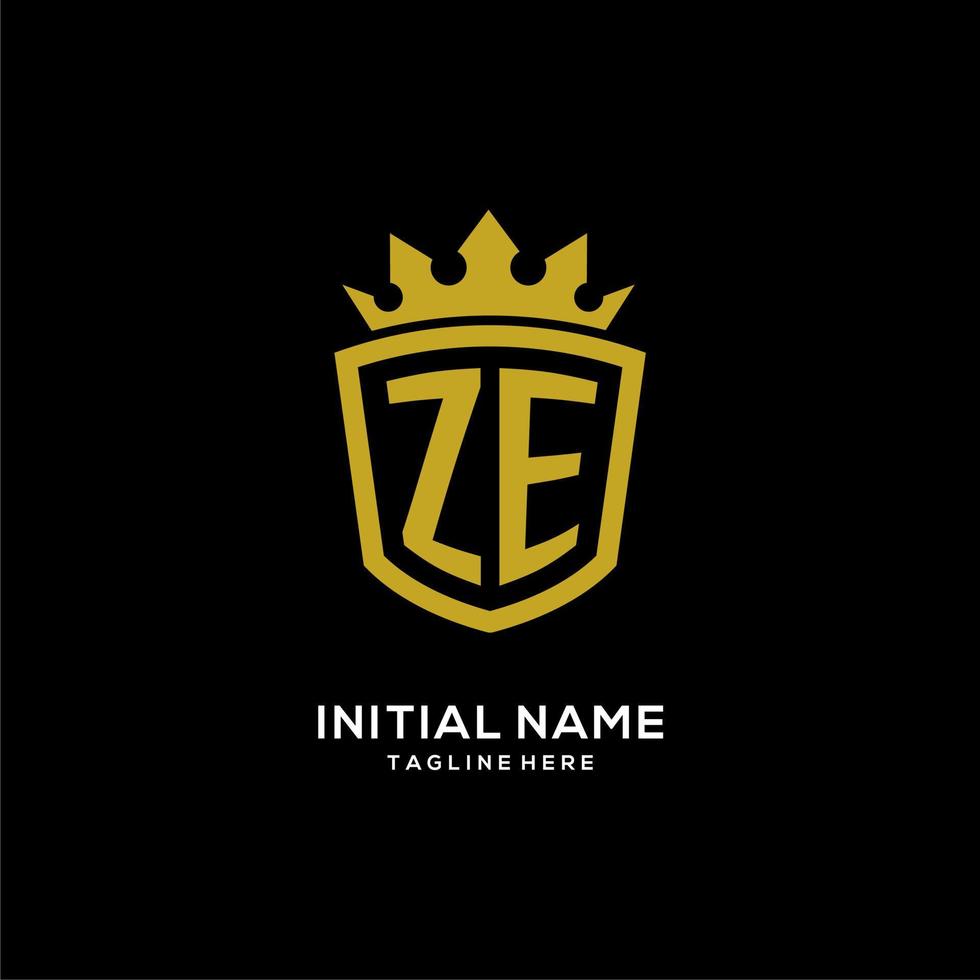 Initial ZE logo shield crown style, luxury elegant monogram logo design vector