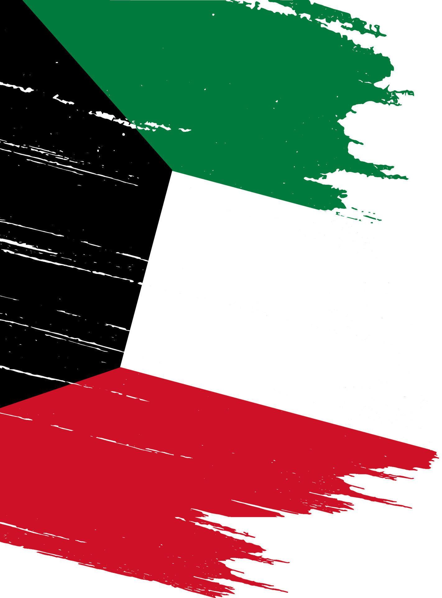 Kuwait flag with brush paint textured isolated on png or transparent background.Symbol of Kuwait