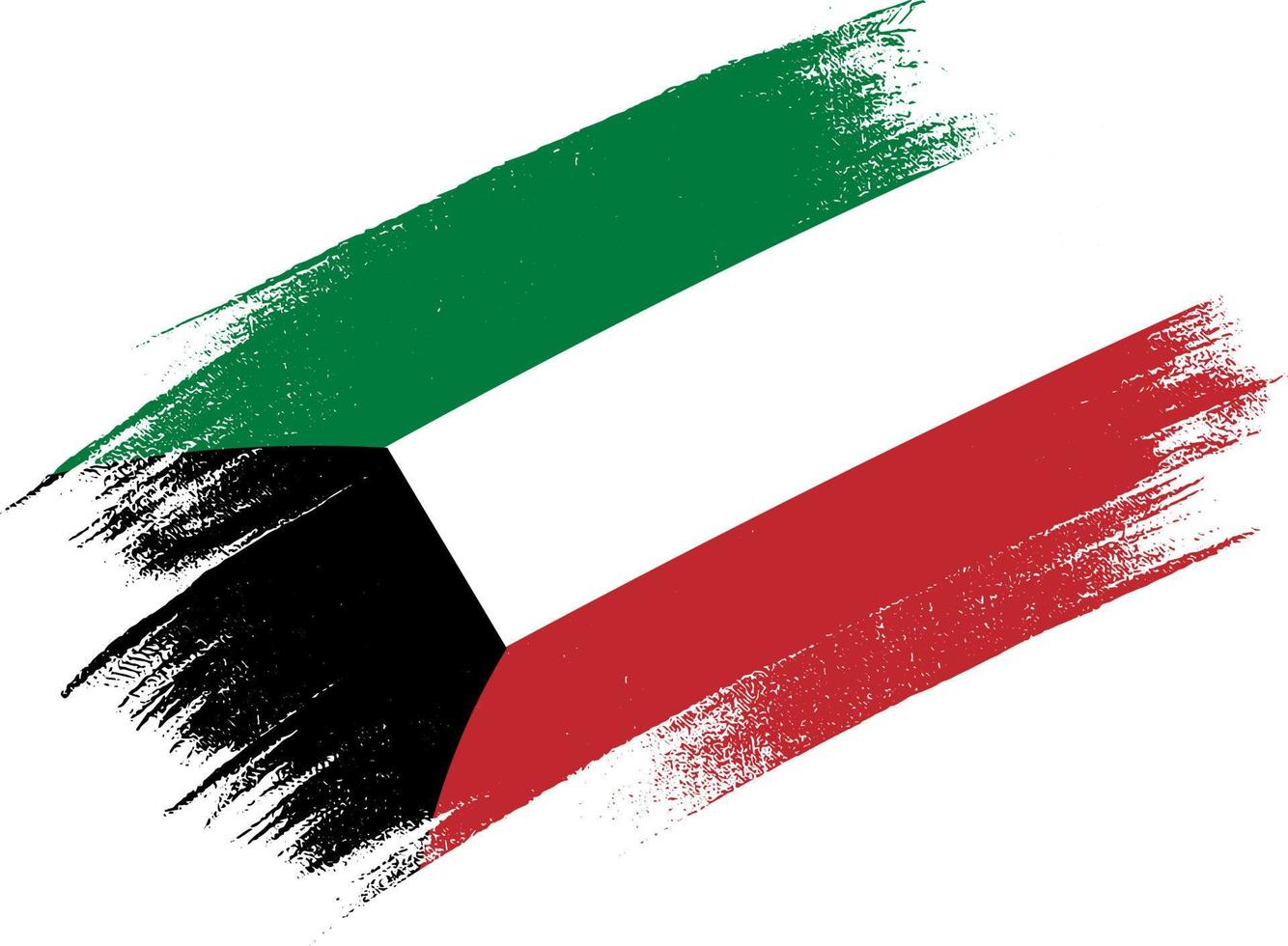 Kuwait flag with brush paint textured isolated  on png or transparent background.Symbol of  Kuwait. Vector illustration