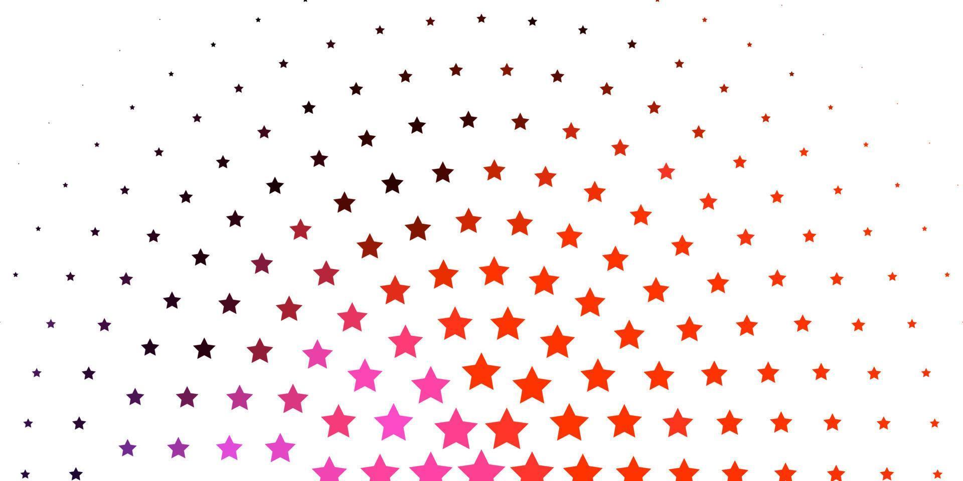 Fondo de vector rosa claro, rojo con estrellas pequeñas y grandes.