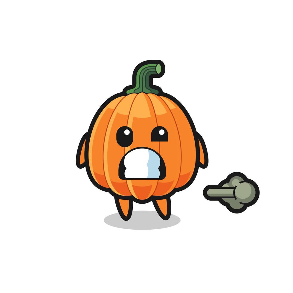the illustration of the pumpkin cartoon doing fart vector