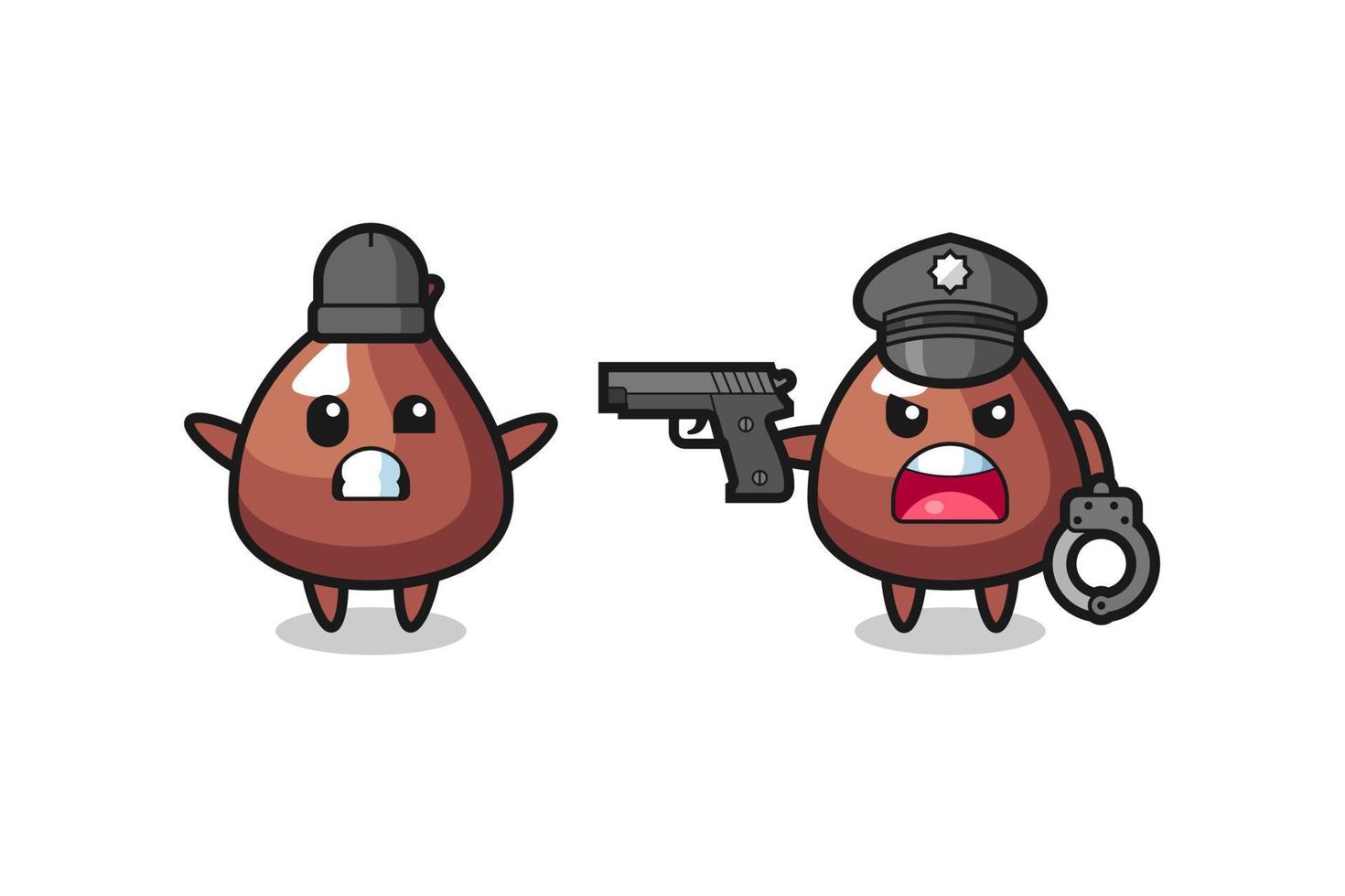 ilustración de un ladrón de chocochips con las manos en alto atrapado por la policía vector